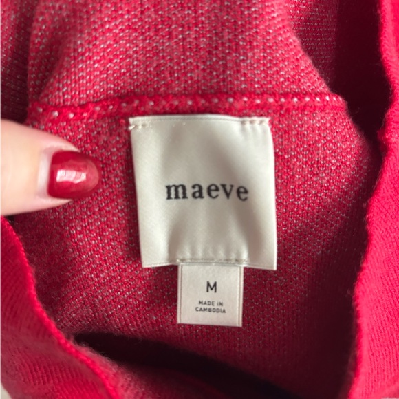 Maeve Anthropologie Carys French Je T'aime mock-neck sweater in cherry red - Picture 5 of 5